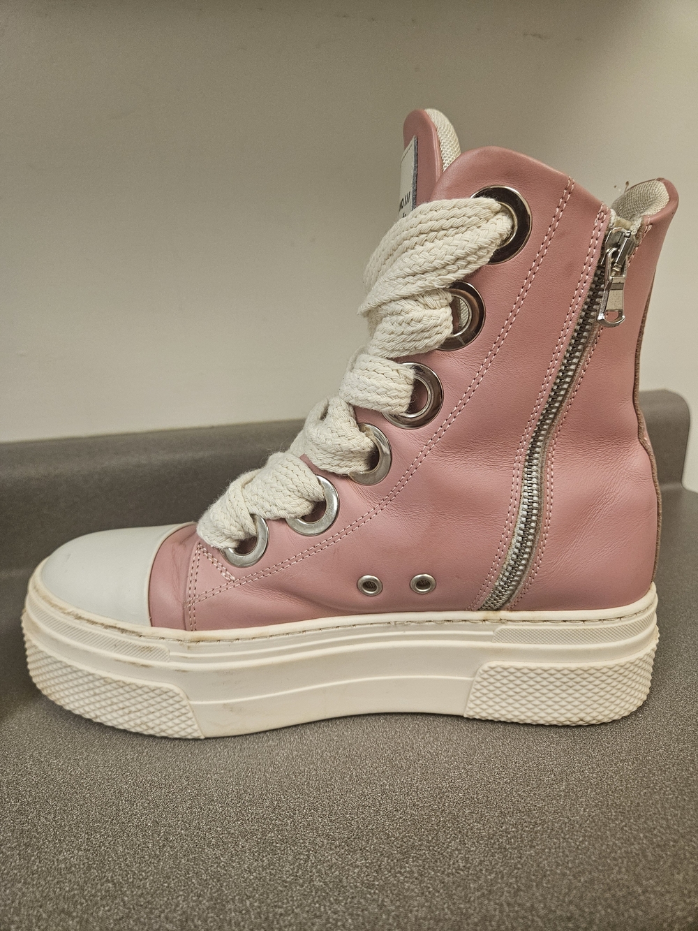 High-Top Platform Sneakers - Pink/White - Picture 9 of 14
